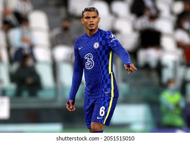 TURIN, ITALY - SEPTEMBER 29, 2021: 
Thiago Silva Gestures
During The UEFA Champions League 2021-2022 JUVENTUS V CHELSEA At Allianz Stadium. 