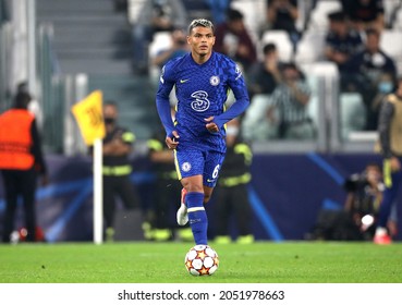 TURIN, ITALY - SEPTEMBER 29, 2021: 
Thiago Silva In Action 
During The UEFA Champions League 2021-2022 JUVENTUS V CHELSEA At Allianz Stadium. 