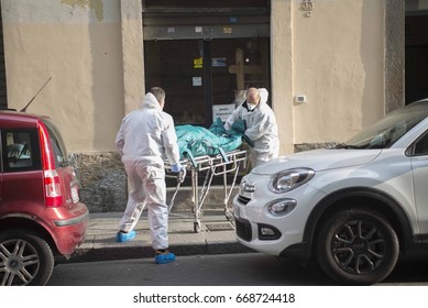 Turin, Italy-20 November 2017: Transport Of A Corpse In Turin