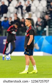 Turin - Nov 7, 2018: Alexis Sanchez 7 Warms Up. Juventus - Manchester United. UEFA Champions League. Matchday 4. Allianz Stadium.