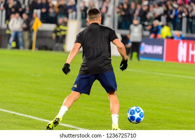 Turin - Nov 7, 2018: Alexis Sanchez 7 Warms Up. Juventus - Manchester United. UEFA Champions League. Matchday 4. Allianz Stadium.