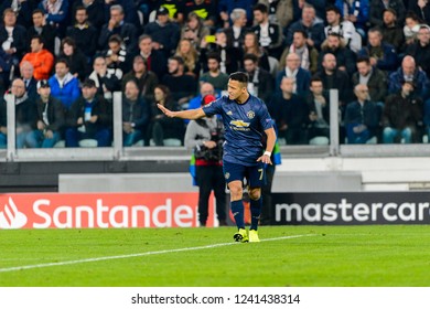 Turin - Nov 7, 2018: Alexis Sanchez 7. Juventus - Manchester United. UEFA Champions League. Matchday 4. Allianz Stadium.