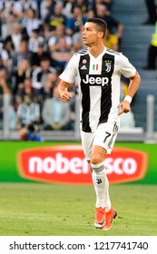 TURIN - OCT 20, 2018:  Cristiano Ronaldo Looks Sad. Juventus F.C. - Genoa C.F.C. Alliaz Stadium. Italian League Serie A.