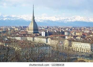 Turin Panorama Seen From The Hill, With Mole Antonelliana (famous Ugly Wedding Cake Architecture)