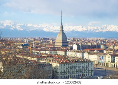 Turin Panorama Seen From The Hill, With Mole Antonelliana (famous Ugly Wedding Cake Architecture)