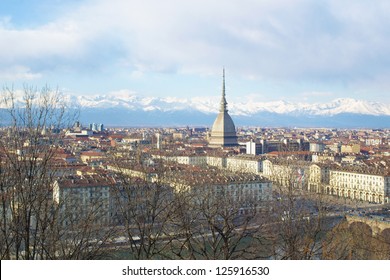 Turin Panorama Seen From The Hill, With Mole Antonelliana (famous Ugly Wedding Cake Architecture)