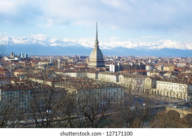 Turin Panorama Seen From The Hill, With Mole Antonelliana (famous Ugly Wedding Cake Architecture)