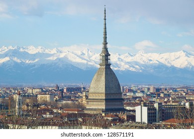 Turin Panorama Seen From The Hill, With Mole Antonelliana (famous Ugly Wedding Cake Architecture)