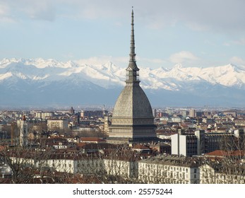 Turin Panorama Seen From The Hill, With Mole Antonelliana (famous Ugly Wedding Cake Architecture)