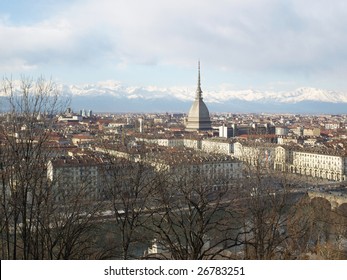 Turin Panorama Seen From The Hill, With Mole Antonelliana (famous Ugly Wedding Cake Architecture)