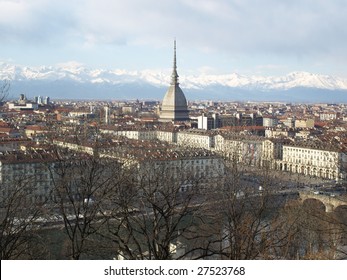 Turin Panorama Seen From The Hill, With Mole Antonelliana (famous Ugly Wedding Cake Architecture)