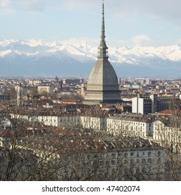 Turin Panorama Seen From The Hill, With Mole Antonelliana (famous Ugly Wedding Cake Architecture)