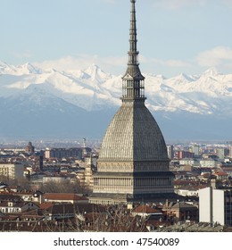 Turin Panorama Seen From The Hill, With Mole Antonelliana (famous Ugly Wedding Cake Architecture)