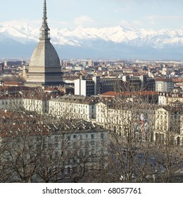 Turin Panorama Seen From The Hill, With Mole Antonelliana (famous Ugly Wedding Cake Architecture)