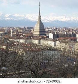 Turin Panorama Seen From The Hill, With Mole Antonelliana (famous Ugly Wedding Cake Architecture)