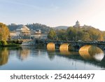 Turin (Torino) beautiful view on river Po at sunset