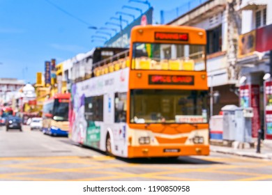 Turist Bus Is Out Of Focus In Georgetown, Penang Island Streets