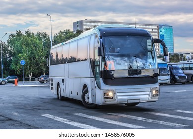 Turist Buses At The Bus Station In The City