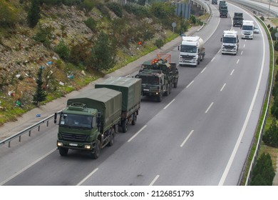 Kahramanmaraş, Turkey - 29 Ocak 2013: The American missile defense system Patriots was deployed to Turkey.Patriots are transported by special vehicles.