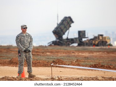 Kahramanmaraş, Turkey - 29 Oct 2013: The American missile defense system Patriots was deployed to Turkey.The Patriots are deployed by experienced soldiers.
