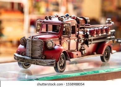 Turkey, Antalya, October 24 2019.Toy Fire Truck. Retro Model. Old Style.