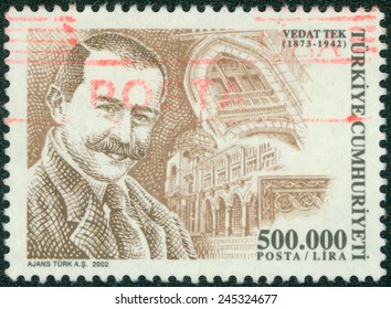 TURKEY- CIRCA 2002: Stamp Printed By Turkey, Shows Vedat Tek, Circa 2002