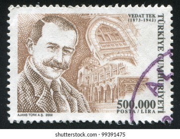 TURKEY- CIRCA 2002: Stamp Printed By Turkey, Shows Vedat Tek, Circa 2002