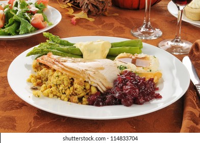 Turkey Dinner On A Holiday Dinner Table