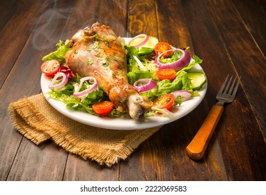 Turkey Drumstick With Salad, Diet