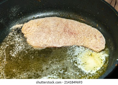 Turkey escalope is pan fried