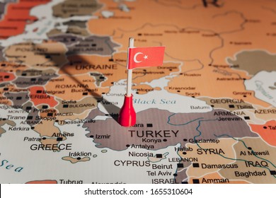 Turkey flag on Turkey Map Turkish flag on Turkish Map