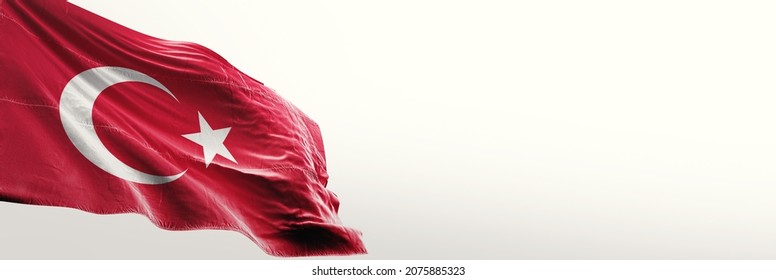 Turkey flag white backgorund isolated. Horizontal panoramic banner. - Shutterstock ID 2075885323