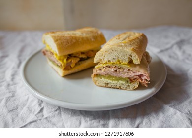 Turkey Hoagie With Cheese, Mustard, And Pickles.