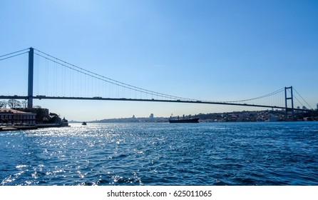 Turkey Istanbul Bosphorus Bridge Ship Under Stock Photo 625011065 ...