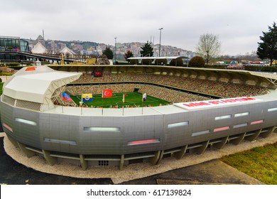 Turkey, Istanbul - March 09, 2017: The Copy Of  Ataturk Olympic Stadium In Miniaturk, Istanbul