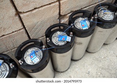 Turkey, Kemer 16.07.2021:Cylinders With PEPSI For Cafe Bars. 