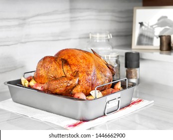 Turkey In Kitchen Roasting Pan