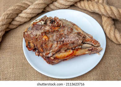 Turkey National Cuisine Dish Roasting Lamb With Meat. Roasted Head Of Lamb (roast Head Of Sheep)