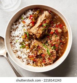 Turkey Neck Gumbo Over Rice
