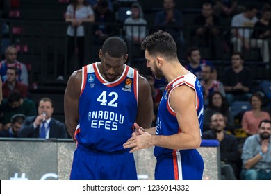 İstanbul / Turkey, November 20, 2018: Bryant Dunston And Vasilije Micic EuroLeague 2018-19 Round 8 Basketball Game Anadolu Efes Vs Maccabi FOX Tel Aviv Istanbul, Sinan Erdem Dome.