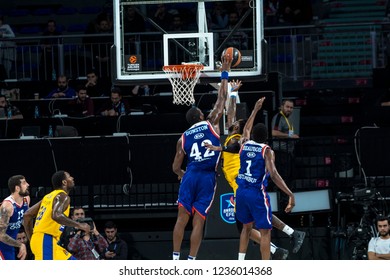 İstanbul / Turkey, October 25, 2018: Bryant Dunston Blocks During EuroLeague 2018-19 Round 8 Basketball Game Anadolu Efes Vs Maccabi FOX Tel Aviv Istanbul, Sinan Erdem Dome.