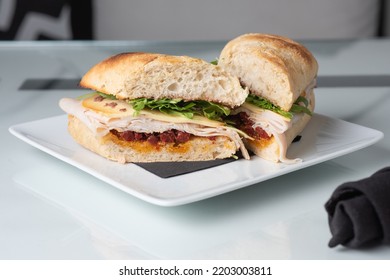 Turkey Sandwich On Artisanal Roll Restaurant Deli Cafe Food Bakery