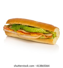 Turkey Sandwich On White Background