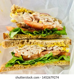 Turkey Sandwich On Whole Wheat Bread With Deli Meat Lettuce Tomato Avocado Healthy Food