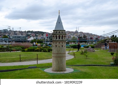 İstanbul / Turkey - September 2020: 
Model Of Galata Tower In A Museum In Eyüpsultan. Model Of A Historic Tower.