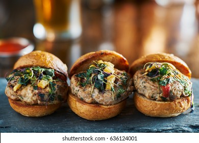 Turkey Sliders Served On Slate Board