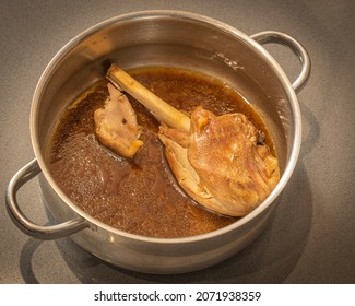 Turkey Stew In Casserole With Onion Sauce