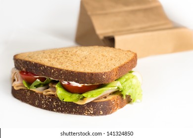 Turkey Tomato And Lettuce Sandwich Brown Bag Lunch