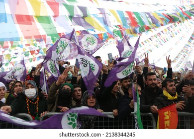 Turkey-Bursa, 20.03.2022 Thousands Of Kurds Met In Bursa For The Newroz Celebration .Newroz Fire Was Burned By The Citizens And Also Citizens Did Their Regional Dance Which Called Halay.