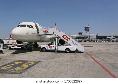 Turkish Airlines Aircraft At Atatürk International Airport. ISTANBUL,TURKEY, JUNE 2016